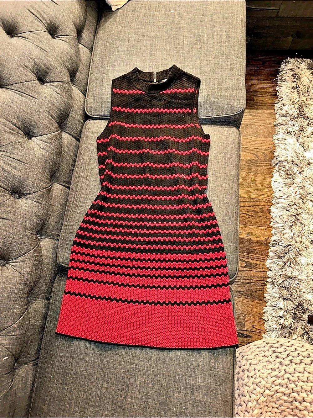 Nic + Zoe Striped Mini Dress in Black & Pink Size Small Like New